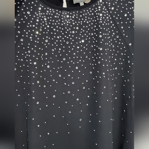 Vince Camuto Women's Black with Rhinestone studs Blouse Size Small - Picture 3 of 4